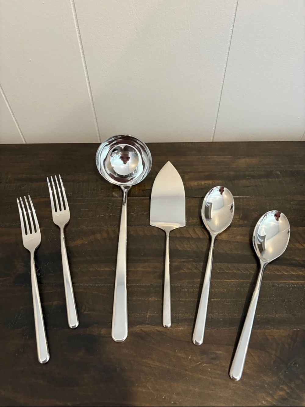 QUINCE NIB Gia Minimalist 6 Piece Serving Utensil Set Polished Stainless Steel